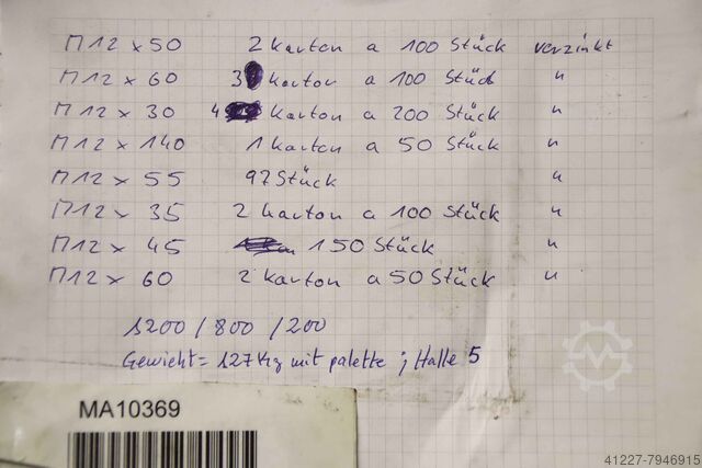 Sexkantsbultar M12 100 kg Diverse 8.8 div Größen verzinkt