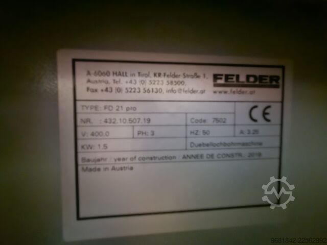 Mașină de găurit cu dibluri Felder FD 21 pro