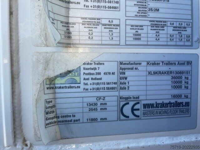 Auflieger mit Walkingfloor Kraker CF-Z Kadekran Atlas