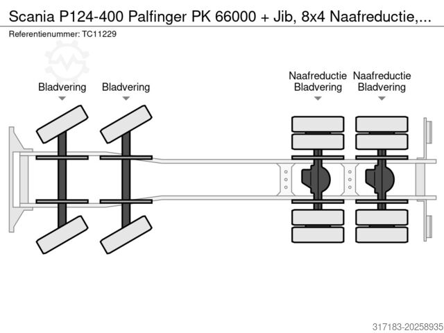 Kraanwagen Scania P124-420 Palfinger PK 66000 + Jib, 8x4 Naafredu...