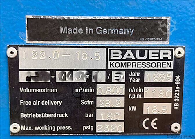 High Pressure Compressor Bauer I 22.0-18.5