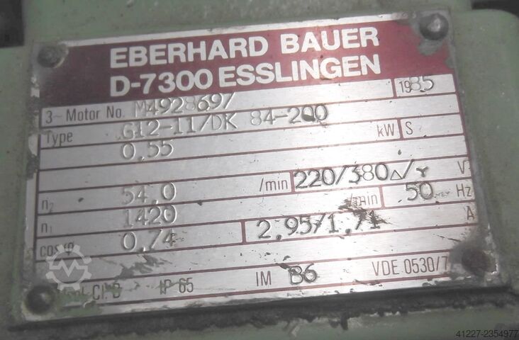 Tandwielmotor 0,55 kW 54 tpm BAUER G12-11/DK84-200
