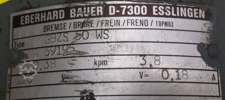 Gearmotor 0,55 kW 54 omdr./min. BAUER G12-11/DK84-200
