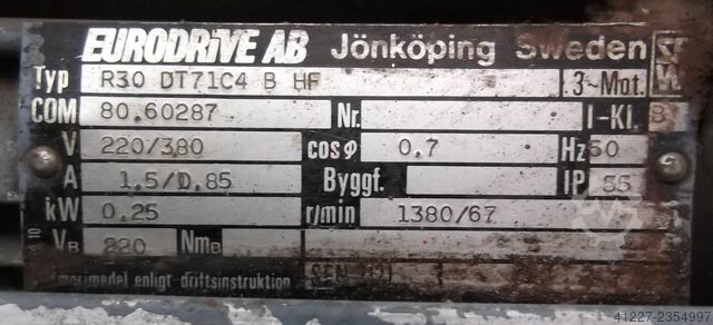 Motor de engrenagem 0,25 kW 67 rpm SEW-EURODRIVE R30DT71C4BHF