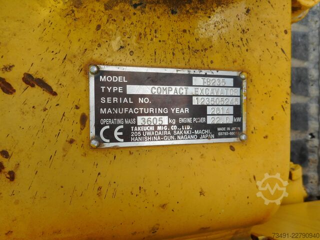 Minigraafmachine Takeuchi TB 235 mit Powertilt