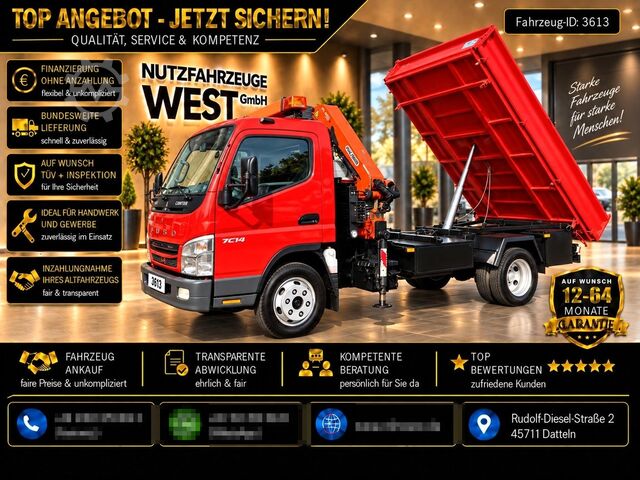 Třístranná sklápěcí dodávka MITSUBISHI Canter 7c14 *3S.Kipper+Palfinger Kran PK 4100C