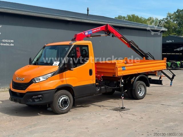 Tre-vejs tippevogn IVECO Daily 70C18 4x2 Meiller DSK+HMF 340-K3 Ladekran