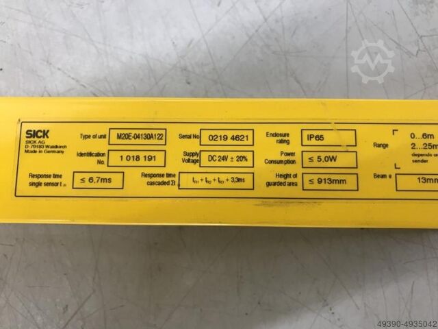 Rideau lumineux de sécurité multirayon M 2000 version étendue, rideau lumineux de sécurité, barrière SICK M20S-04130A122 + M20E-04130A122