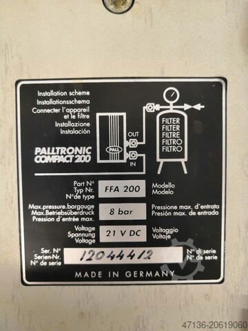 Dispositivo de prueba de integridad de filtros Pall Palltronic Compact 200 FFA 200