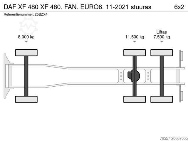 Telaio con cabina DAF XF 480 XF 480. FAN.  EURO6.  11-2021 stuuras
