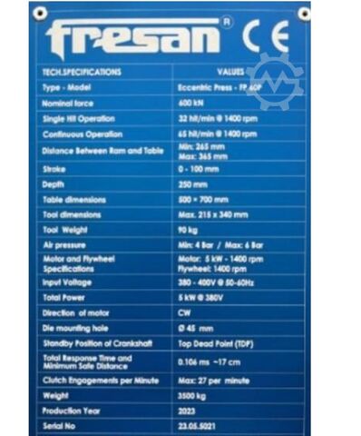 Eksantrik pres Fresan FP 60 P
