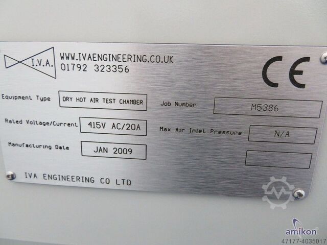 Câmara do ambiente e da estabilidade IVA Engineering Heißluftprüfkammer M5386