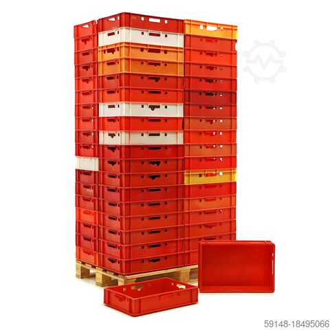 Used Meat crate E1 meat crate with open handles, L: 600, W: 400, H: 125 (mm). 25ltr, L: Kruizinga 38-FBE1-D-GBB-P