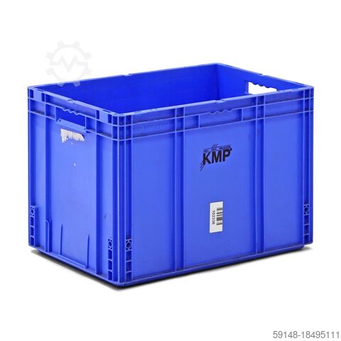 Gebruikte Euronorm stapelbakken alle wanden gesloten + open handgrepen - L:590 x B:395 x Kruizinga 98-431GB-PAL