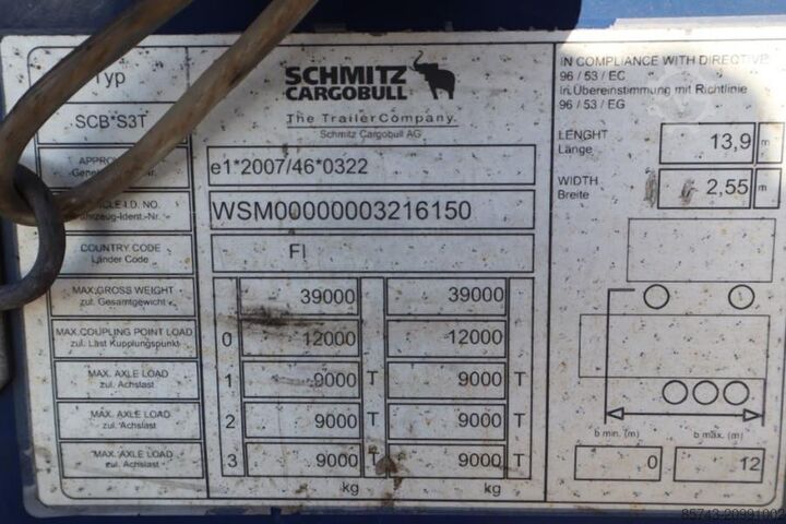 Posuvné plachty Schmitz Cargobull SCB3ST CoC Documents, TuV Loading Certificate, Dut