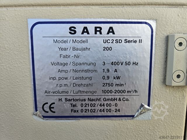 Yağ sisi ve emülsiyon sisi ekstraksiyon ünitesi SARA UC 2 SD