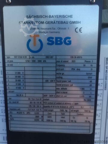 Transformator SGB 5760 / 2880-2880 kVA 20/0,63-0,63 kV