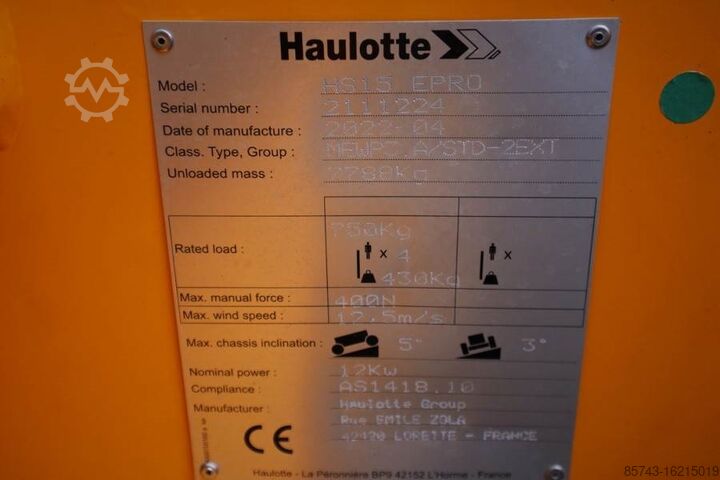 Scissor lift Haulotte HS15EPRO Valid Inspection, *Guarantee! Full Electr
