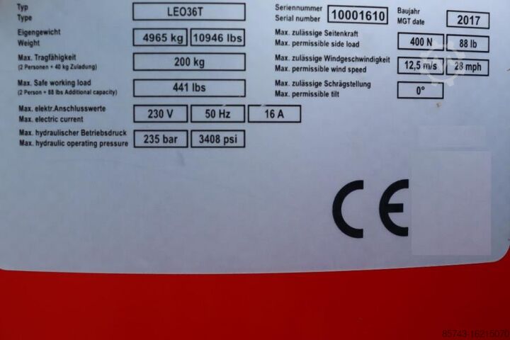 Scharnierende telescopische hoogwerker Teupen Leo 36t Valid inspection, *Guarantee! 230 V Electr