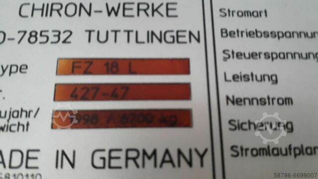 Centre de fraisage cnc Chiron FZ18L X2000mm 4 axis nikken