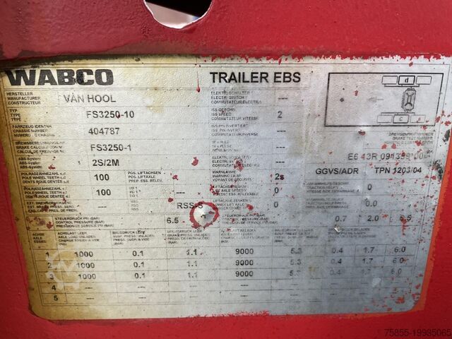 Transporte de contenedores Van Hool Tankcontainerchassis 20 FT Chassis / Discbrakes...