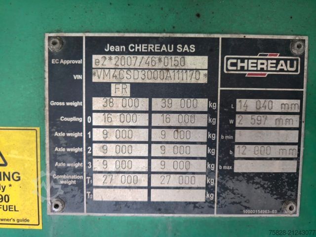 Reefer semitrailer CHEREAU / Thermo King SLX 200/ 7 cm WAND / 2,70 Hoch