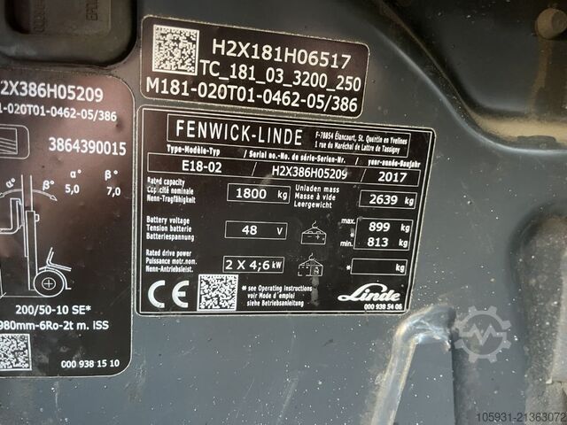 Električni viljuškar za 3 točka Linde E18-02