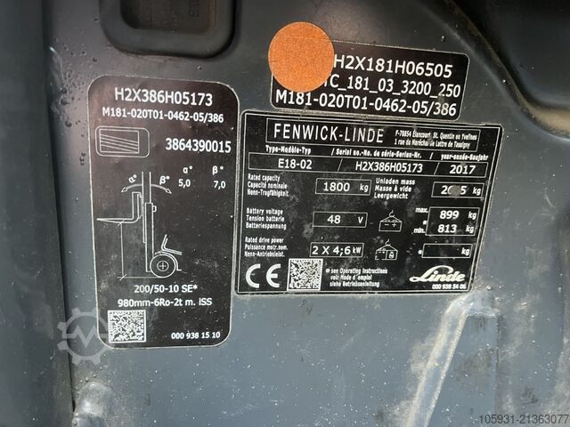 Električni viljuškar za 3 točka Linde E18-02