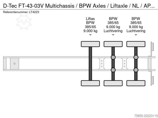 Transport de conteneurs D-Tec FT-43-03V Multichassis / BPW Axles / Liftaxle /...