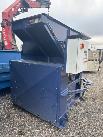 Prensa de rosca Husmann com contentor. Prensa de rosca para madeira, prensa de rosca para resíduos,  Husmann HSP-E-N-V