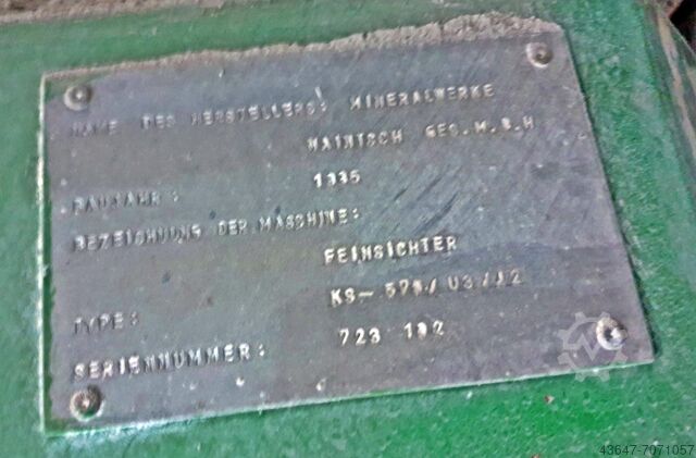 5333 - LEVEGŐ OSZTÁLYOZÓ, PORLEVÁLASZTÓ Mineralwerke PZ 250 M4