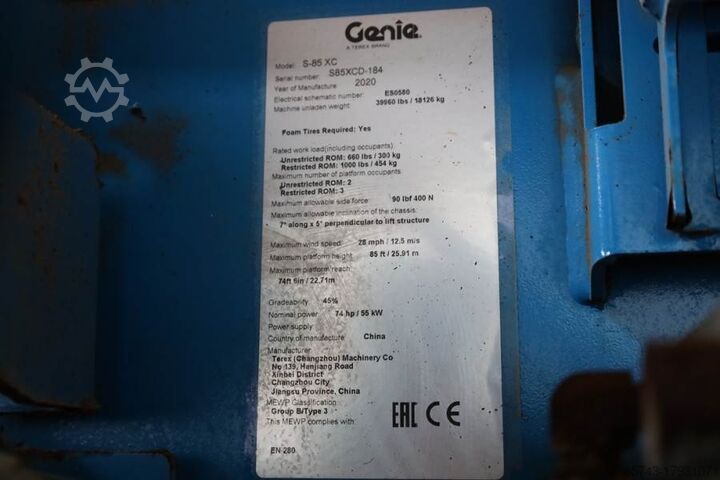 Telescopisch platform Genie S-85XC Valid inspection, *Guarantee! Diesel, 4x4 D