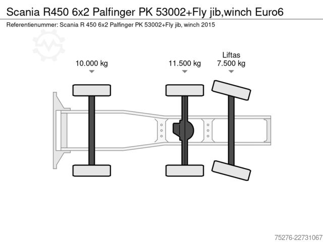Carga pesada Scania R450 6x2 Palfinger PK 53002+Fly jib,winch Euro6