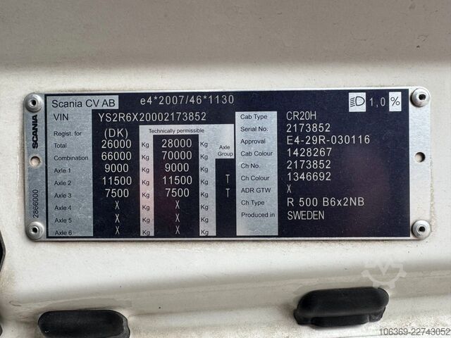 Wywrotka próżniowa SCANIA R500 NGS CR20H 6x2 26 m3 Silo