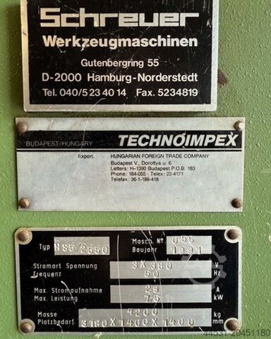 Hydraulische guillotineschaar Technoimpex HS 5 / 2550