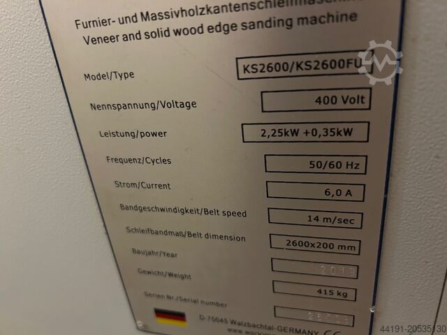 Edge sanding machine Wegoma KS 2600 FU