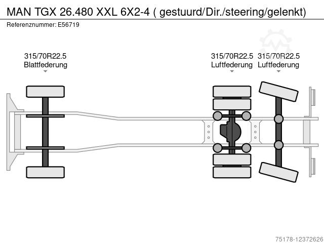 MAN TGX 26.480 XXL 6X2 4 ( gestuurd/Dir./steering/gele