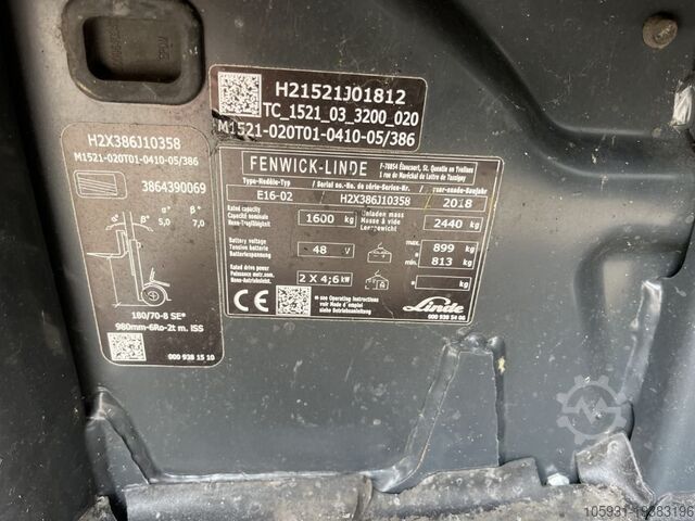 Elektrische vorkheftruck 3 wielen Linde E16-02