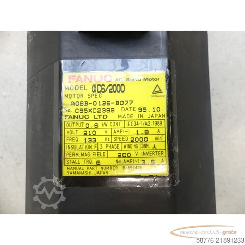 Vezérlőegység Fanuc A06B-0126-B077 AC Servo Motor SN: C95XC2399