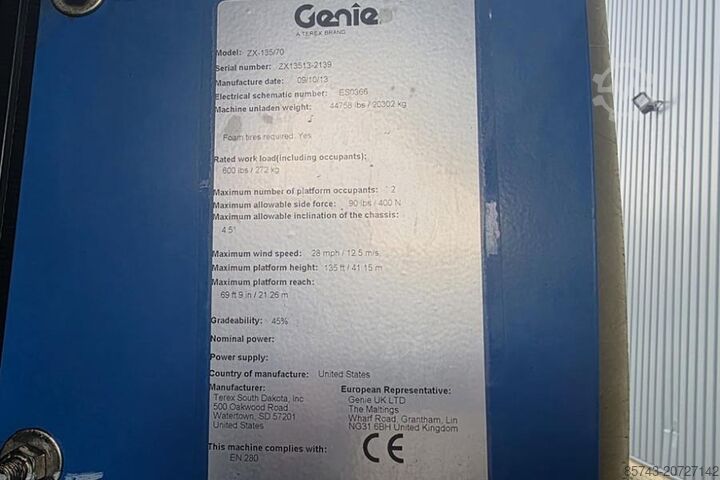 Gelenkteleskoparbeitsbühne Genie ZX135/70 Diesel, 4x4x4 Drive, 43m Lifting Height,