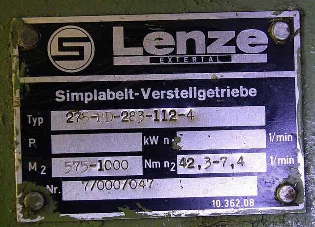 Instelbare tandwielmotor 4 kW 7,4-42,3 tpm Lenze 275-HD-283-112-4