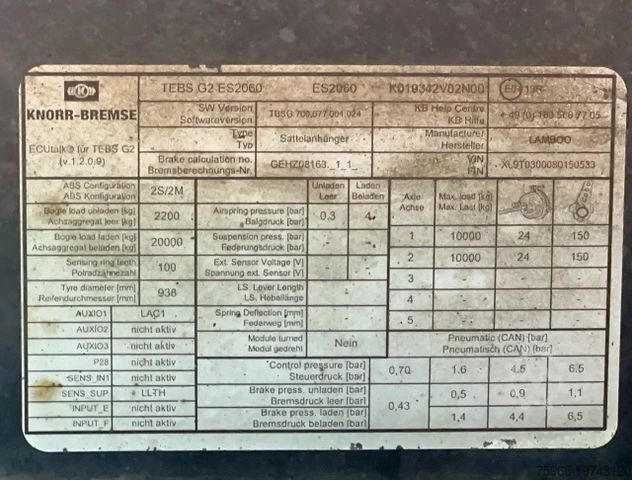 Koffer oplegger  LAMBOO T03 ISOLATED BOX + HEATER STEERING AXLE L
