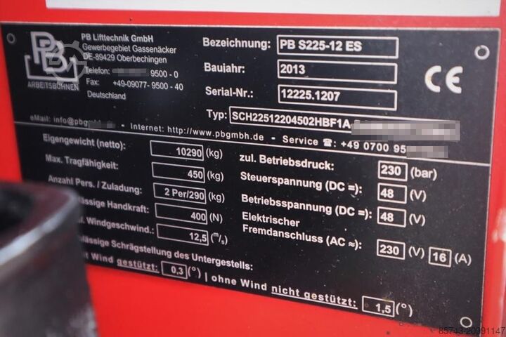 Schaarlift PB Lifttechnik S225-12ES Electric, 4x2 Drive, 22.5m Working Heigh