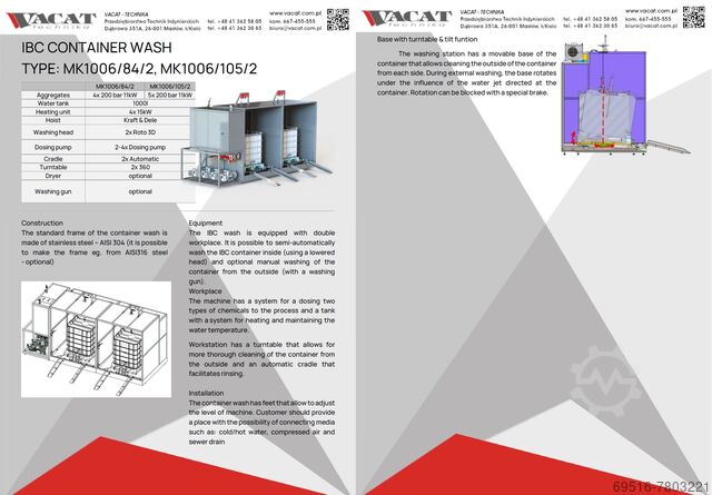 Wassysteem voor IBC containers Vacat-Technika MK1006/84/2