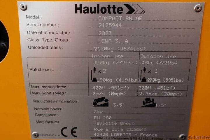 Scherenhebebühne Haulotte Compact 8N Valid inspection, *Guarantee! 8m Workin