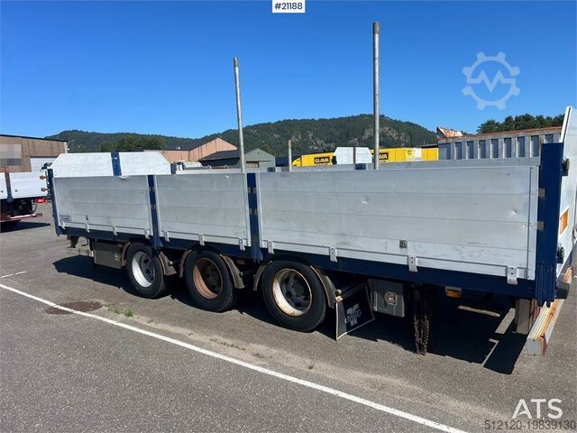 Platform aanhanger Tyllis 3 axle Flatbed trailer w/ foldable side doors