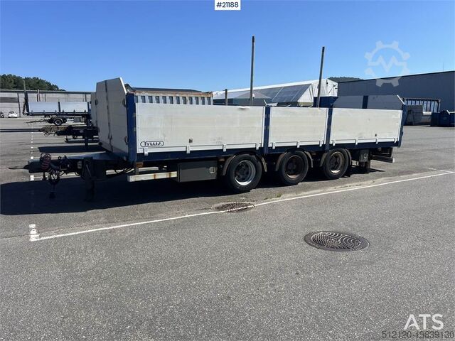 Platform aanhanger Tyllis 3 axle Flatbed trailer w/ foldable side doors