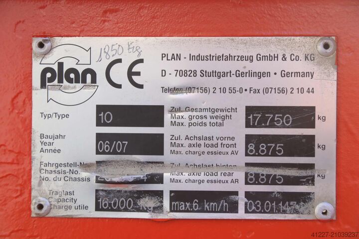 Carrello per trasporto pesante 16 tonnellate Plan 10  6005/2000/H710 mm