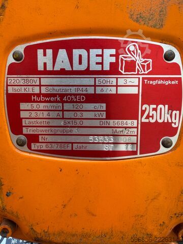 ABUS 500 kg, 204 cm met elektrische takel HADEF 250 kg ABUS 500 kg 204 cm z wciągarką elektryczną HADEF 250 kg ABUS 500 kg 204 cm z wciągarką elektryczną HADEF 250 kg