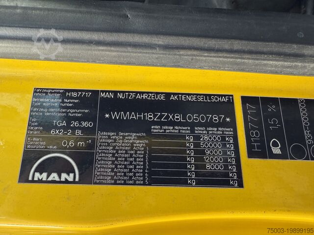 Autolaadkraan MAN TGA 26.360 6X2 Kipper Kran Palfinger 15500